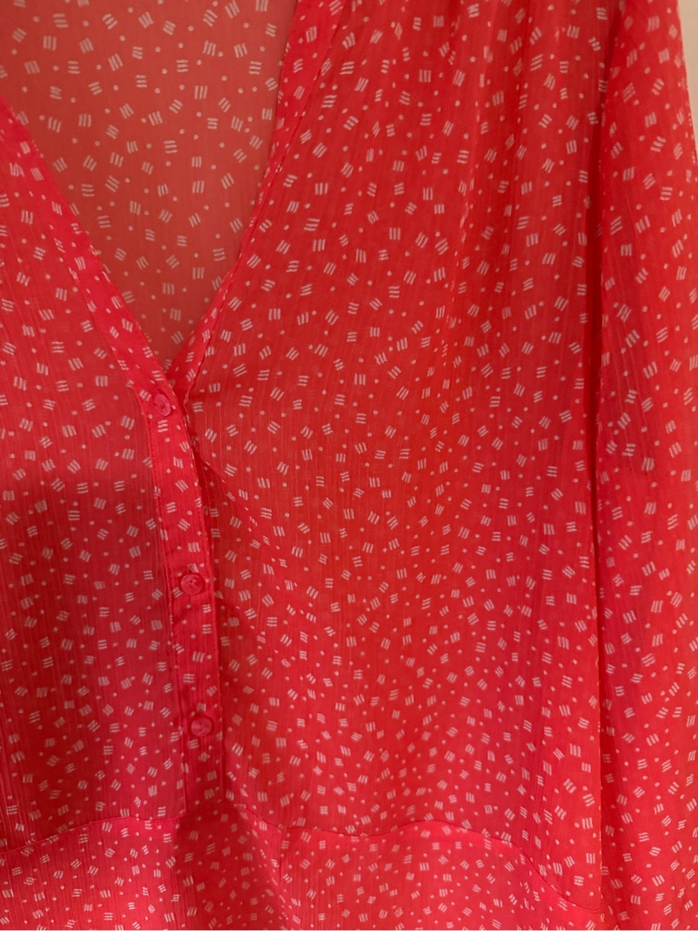 Maurices Coral Red V-Neck Button Blouse